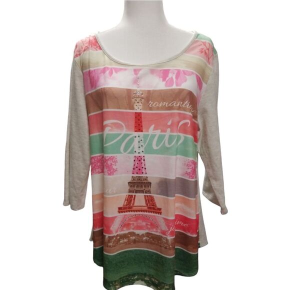Style & Co Embellished Graphic Eiffel Tower Paris Xlarge - Picture 4 of 4